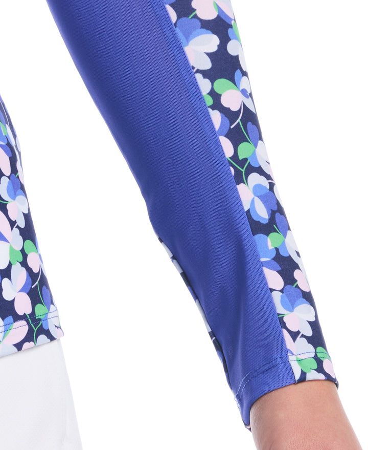 Sprout Floral Sun Protection Golf Shirt (Dazzling Blue) 