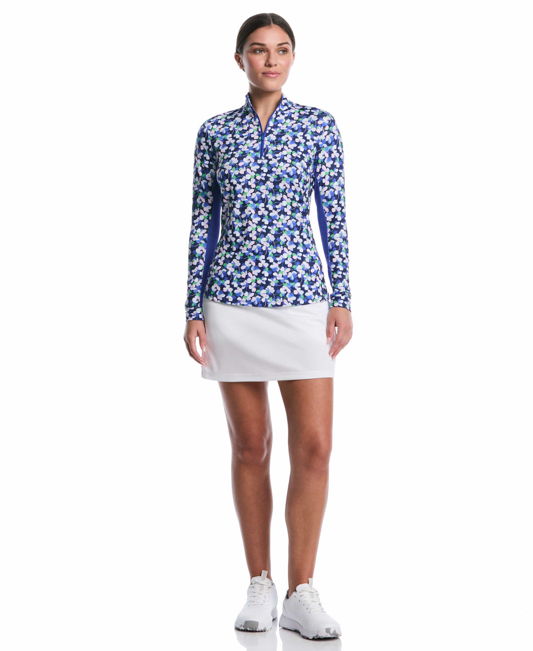 Sprout Floral Sun Protection Golf Shirt (Dazzling Blue) 