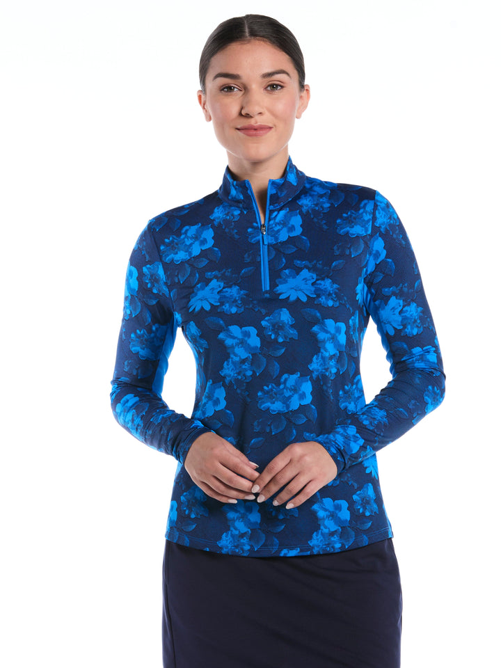 Women's Stria Floral Print Golf Shirt
