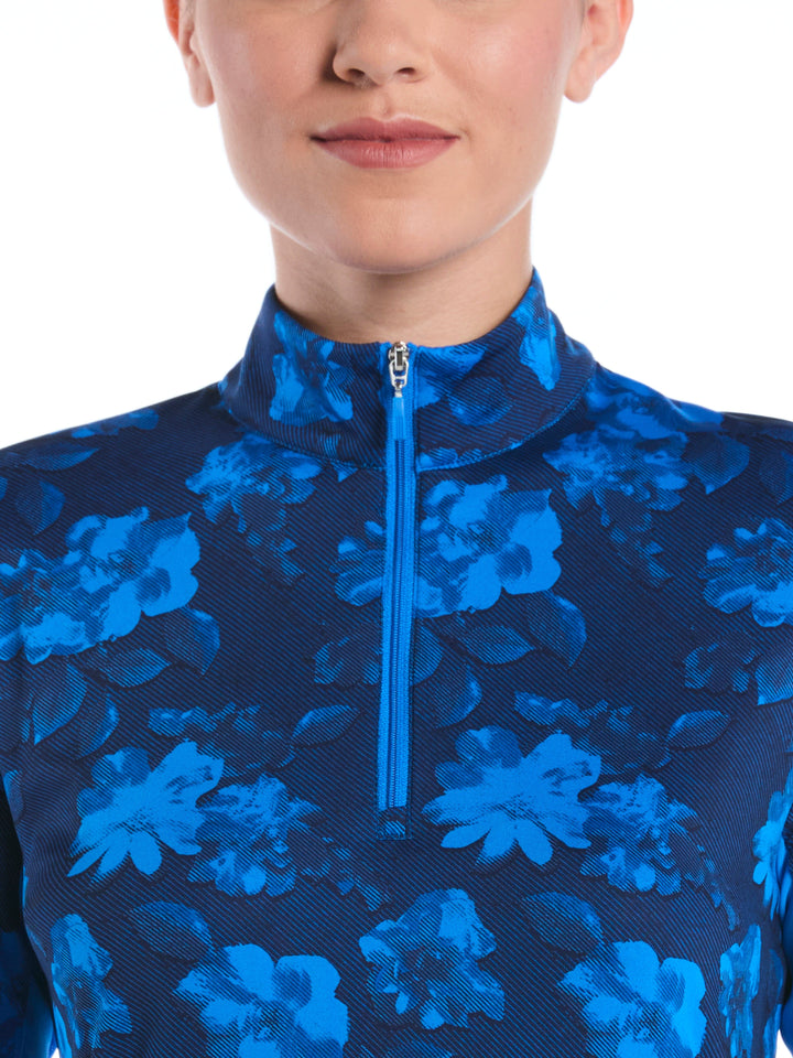 Women's Stria Floral Print Golf Shirt