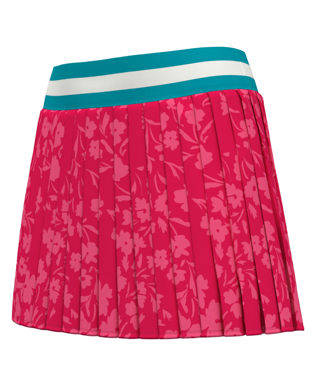15" SUMMER FLORAL LT WT STRETCH WOVEN PLEATED SKORT (Raspberry) 