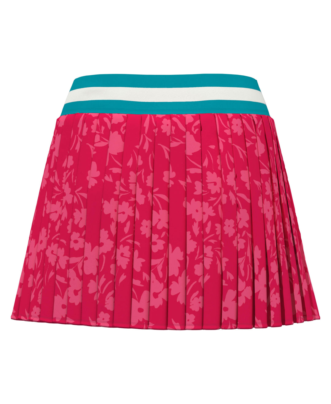 15" SUMMER FLORAL LT WT STRETCH WOVEN PLEATED SKORT (Raspberry) 