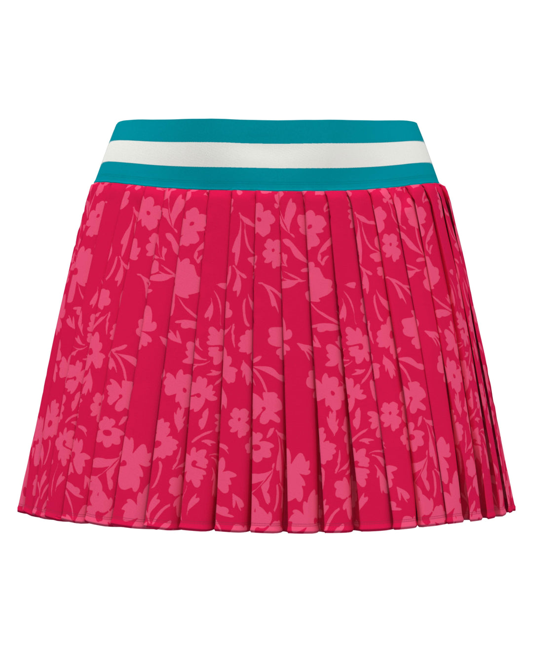 15" SUMMER FLORAL LT WT STRETCH WOVEN PLEATED SKORT (Raspberry) 