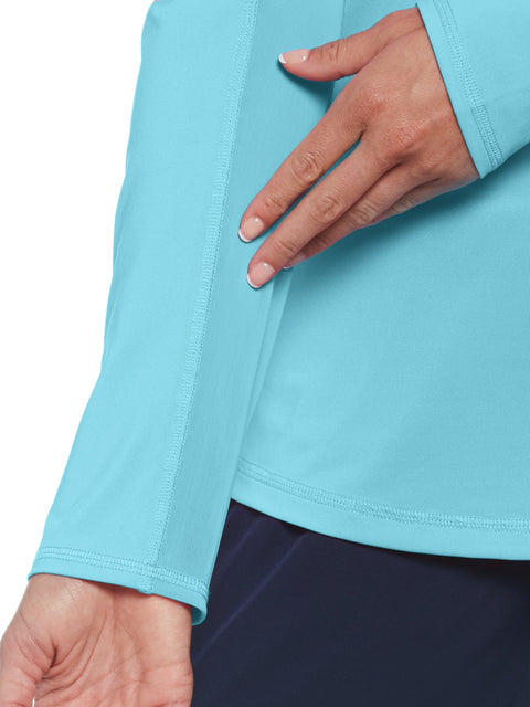 Sun Protection Golf Shirt with Mesh Panels (Santorini Blue) 