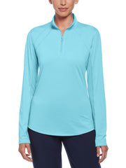 Sun Protection Golf Shirt with Mesh Panels (Santorini Blue) 