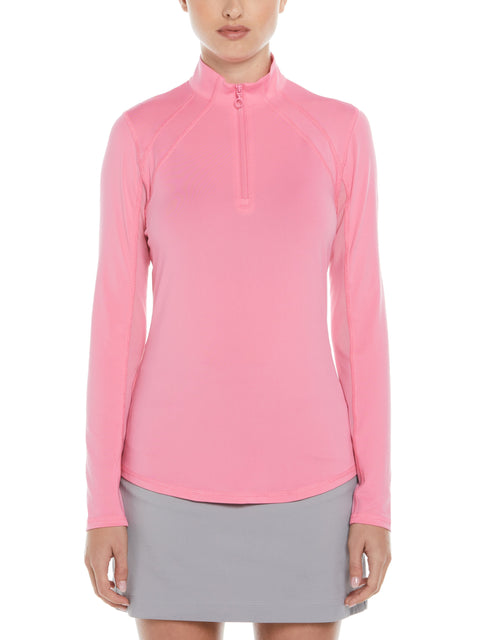 Sun Protection Golf Shirt with Mesh Panels (Pink Carnation) 