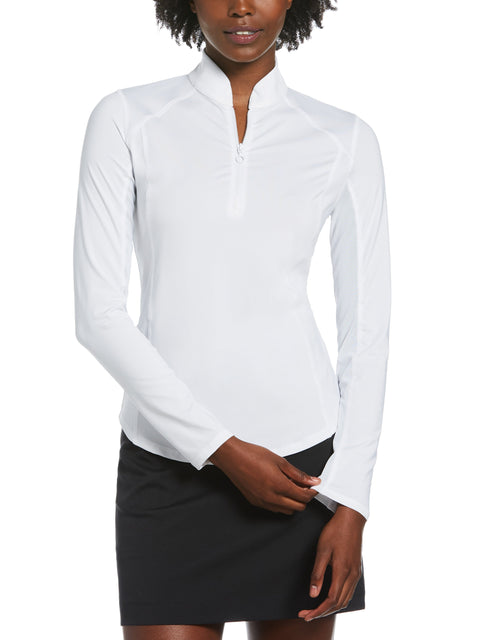 Sun Protection Golf Shirt with Under Sleeve Mesh Panel (Bright White) 