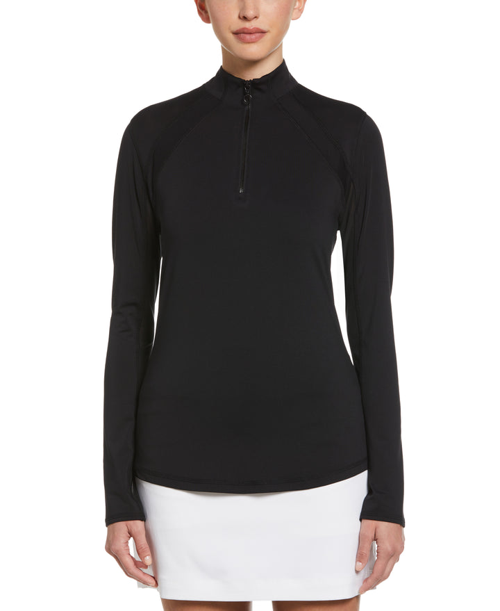 Sun Protection Quarter Zip Golf Shirt (Caviar) 