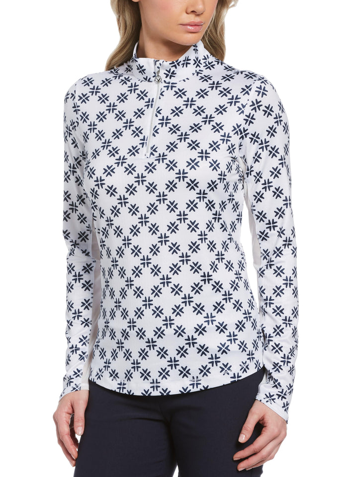 Women's Swing Tech™ Chevron Floral Print Sun Protection Quarter Zip Golf Pullover