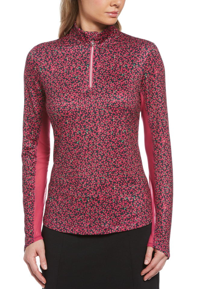 Women's Swing Tech™ Mini Floral Print Sun Protection Quarter Zip Golf Pullover