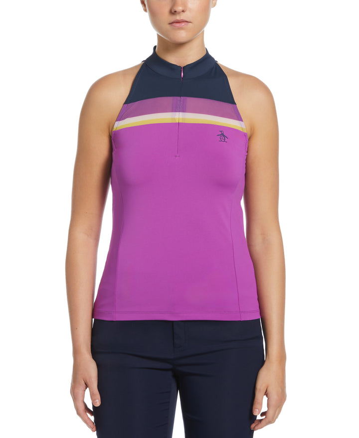 Women's Tennis Halter Tank  (Purple Cactus Flower) 