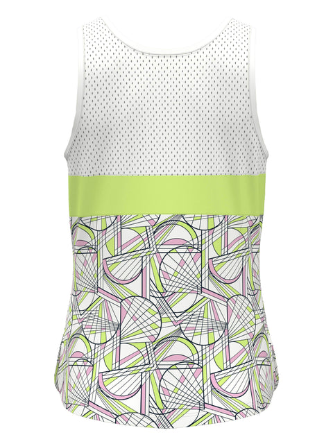 Women's Tennis Racket Print Mesh Block Tank Top