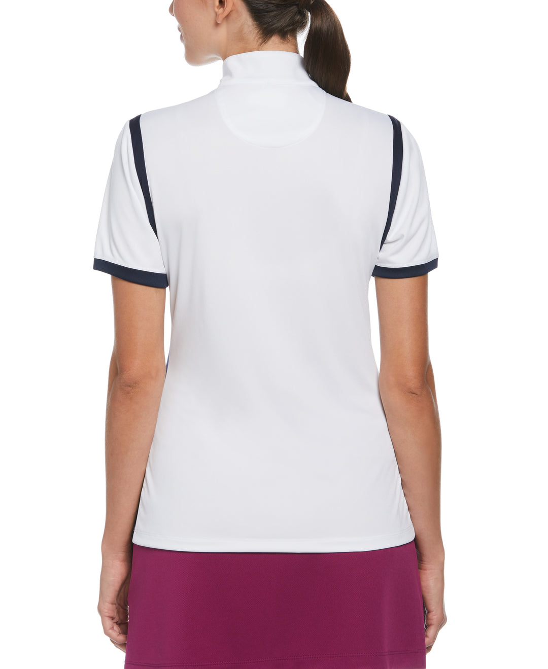 Texture Block Mock Neck Golf Polo (Peacoat) 
