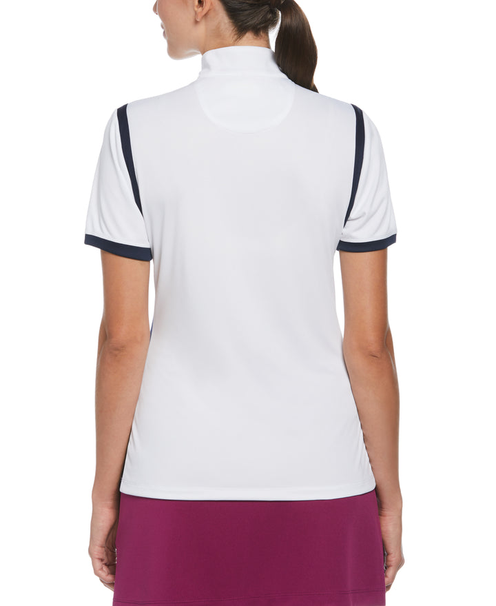 Texture Block Mock Neck Golf Polo (Peacoat) 