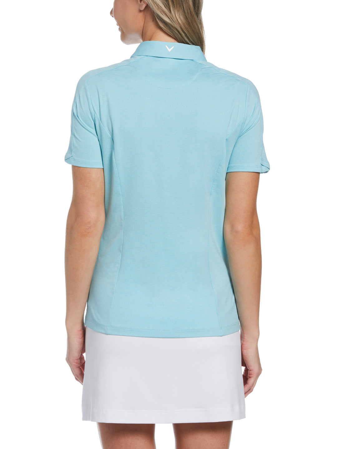 Womens Tonal Heather Quarter Zip Golf Polo (Lt Santorini Blue Htr) 