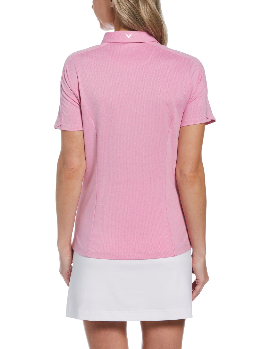 Womens Tonal Heather Quarter Zip Golf Polo (Sunset Pink Htr) 