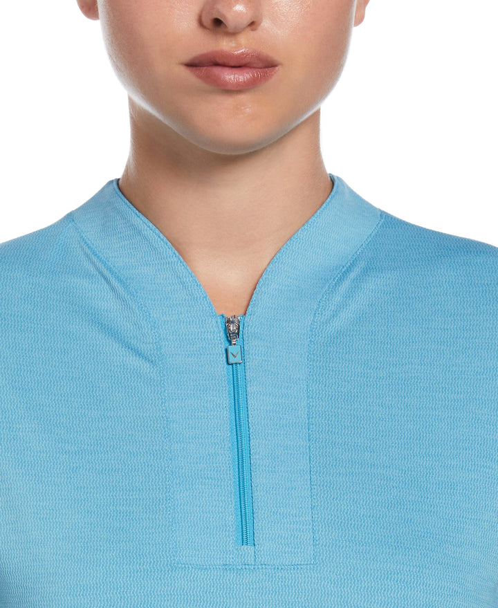 Tonal Texture Heather Polo Top (Vivid Blue Htr) 