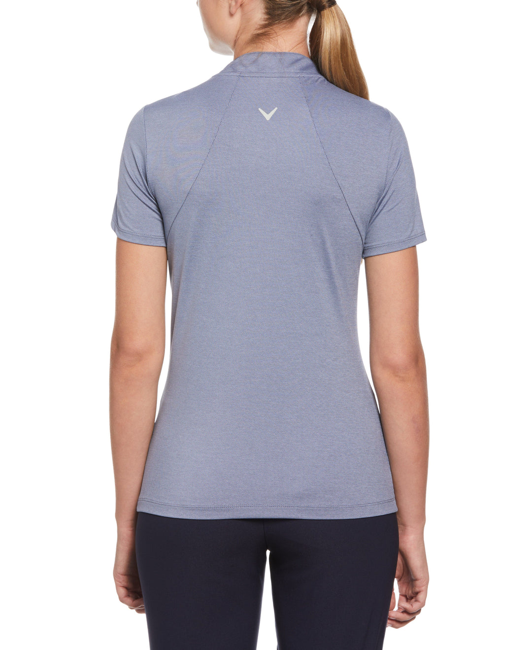 Tonal Texture Heather Polo Top (Blue Indigo Htr) 