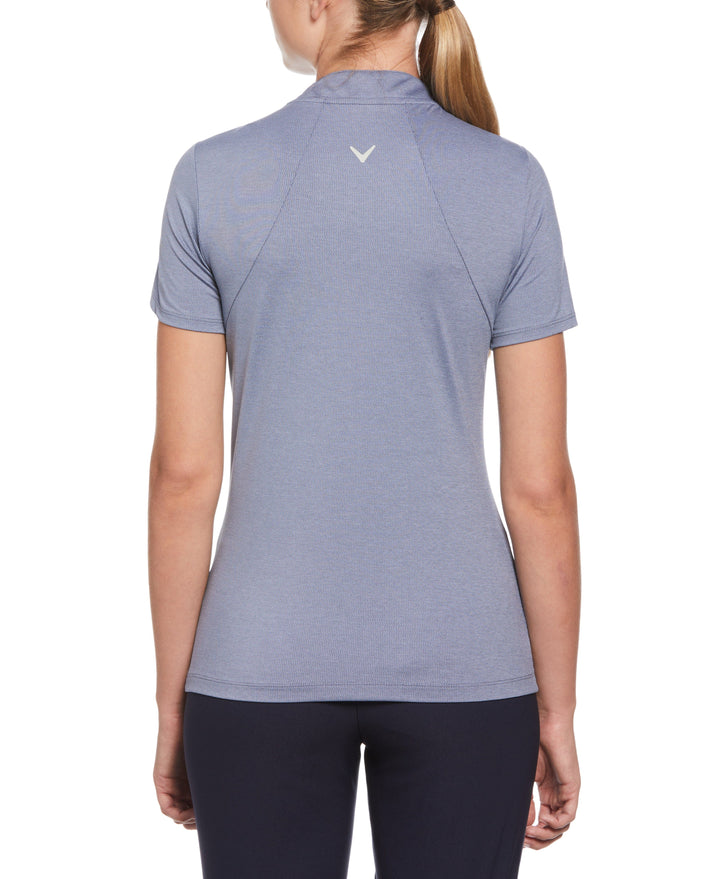 Tonal Texture Heather Polo Top (Blue Indigo Htr) 