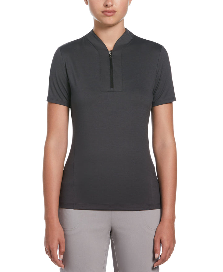 Tonal Texture Heather Polo Top (Party Pink Htr) 