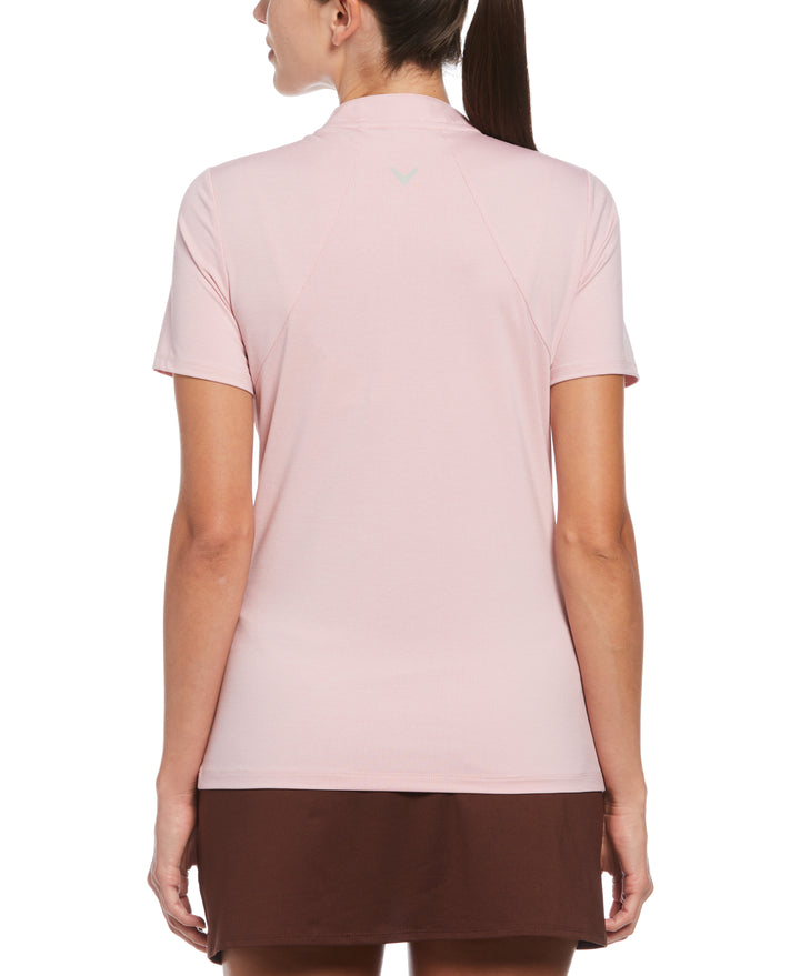Tonal Texture Heather Polo Top (Pink Nectar Htr) 