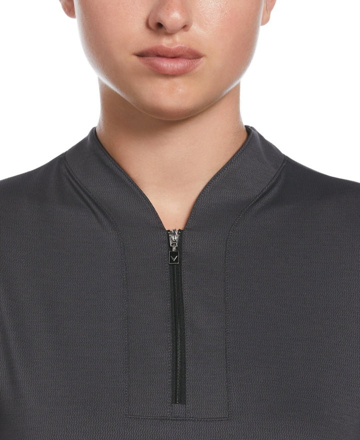Tonal Texture Heather Polo Top (Ebony Heather) 