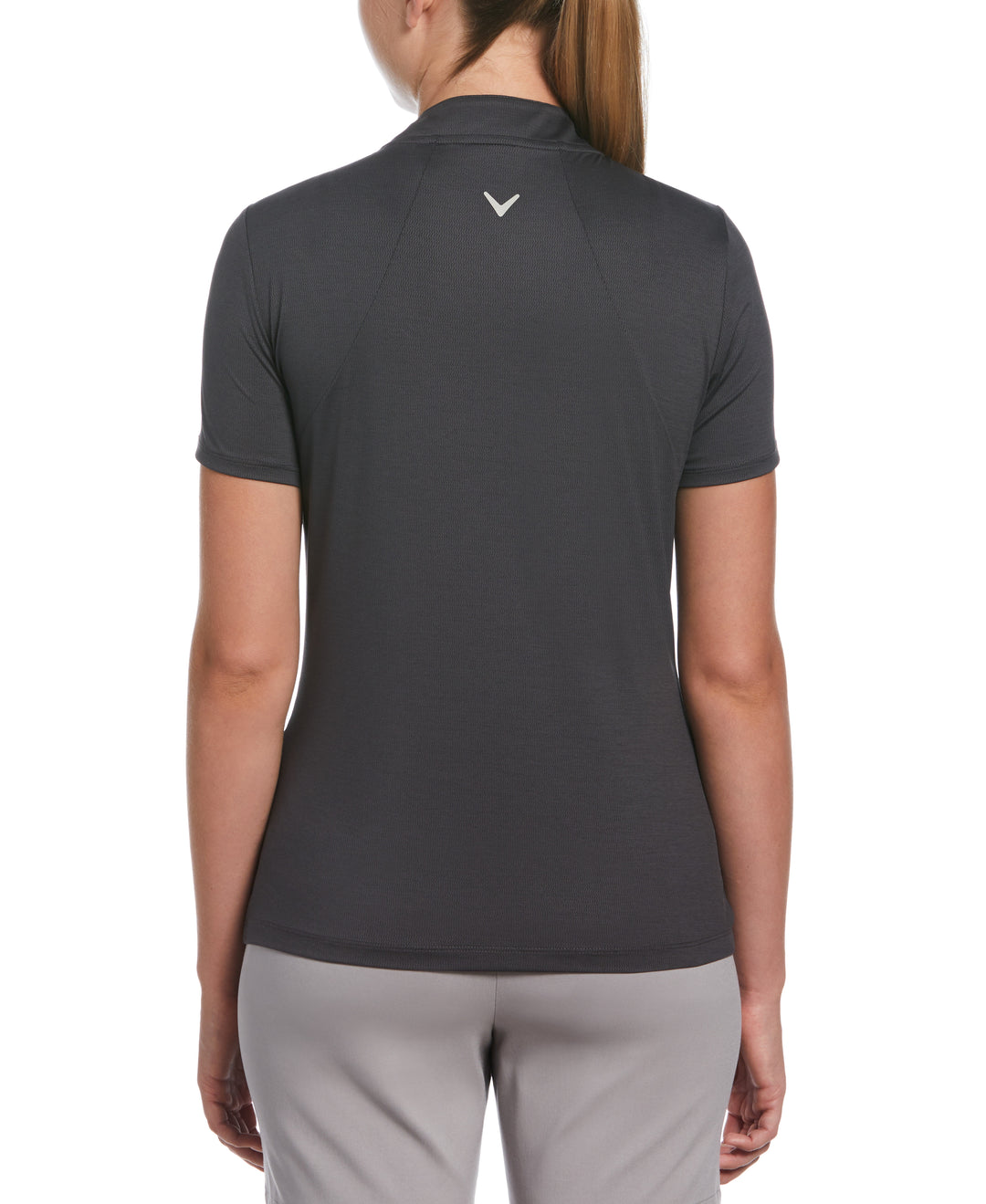 Tonal Texture Heather Polo Top (Ebony Heather) 