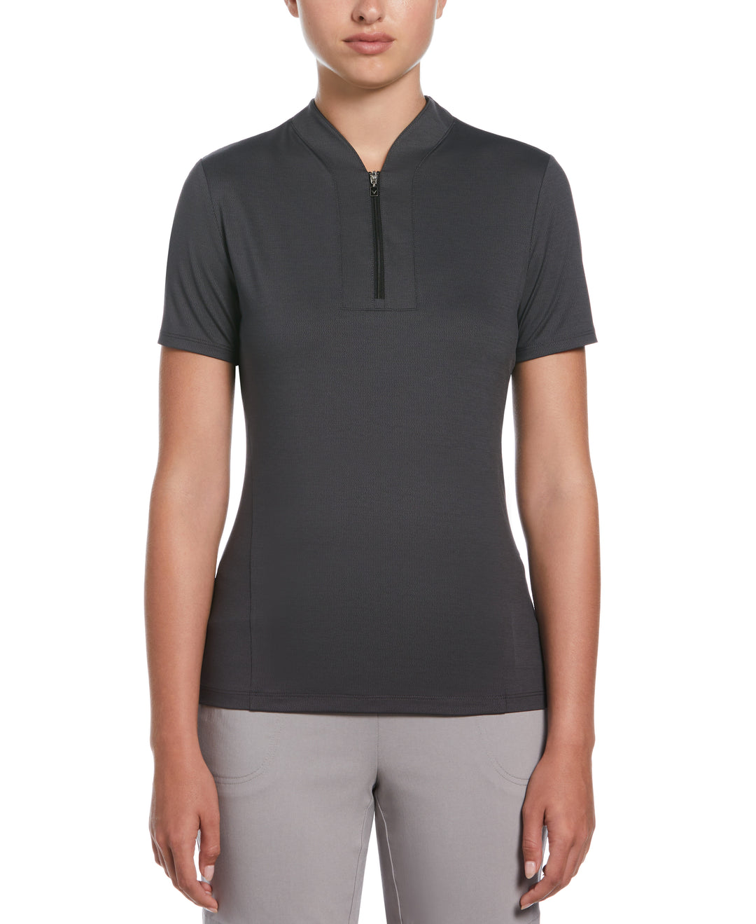Tonal Texture Heather Polo Top (Ebony Heather) 