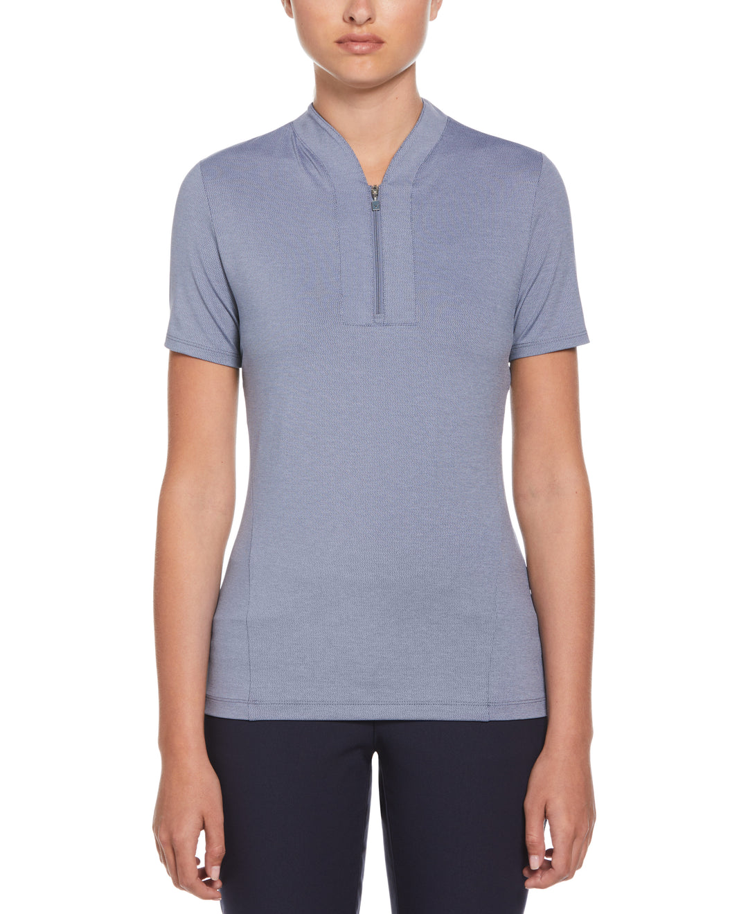 Tonal Texture Heather Polo Top (Blue Indigo Htr) 