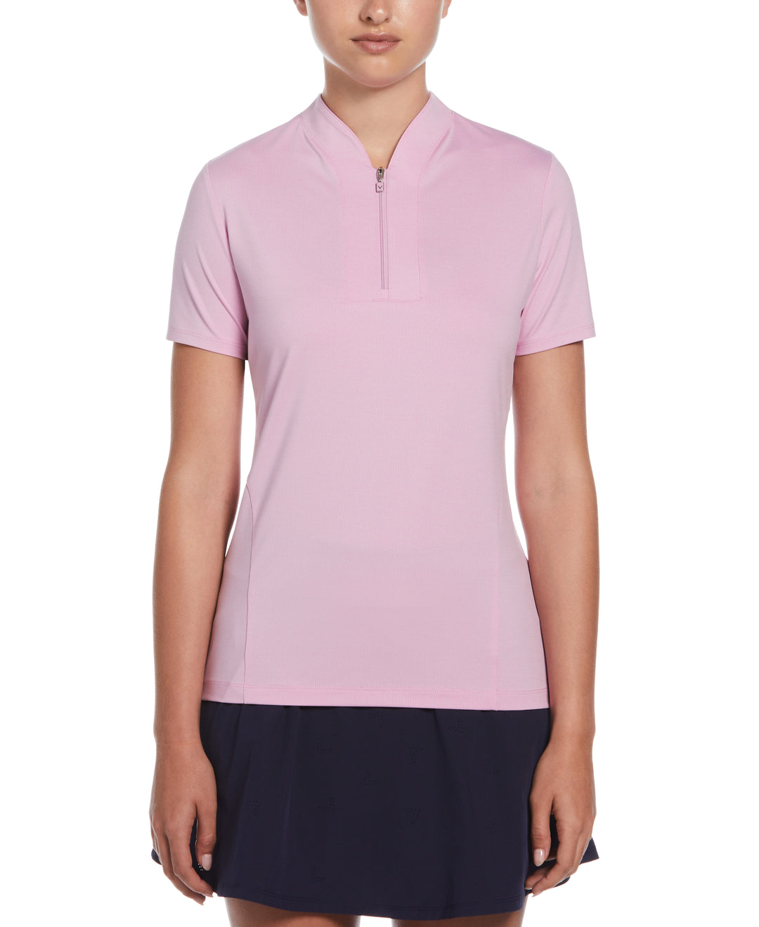 Tonal Texture Heather Polo Top (Party Pink Htr) 