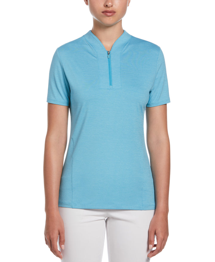 Tonal Texture Heather Polo Top (Vivid Blue Htr) 