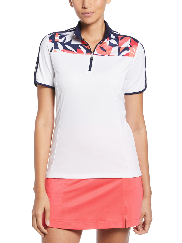 Tropical Floral Block Polo (Brilliant White) 