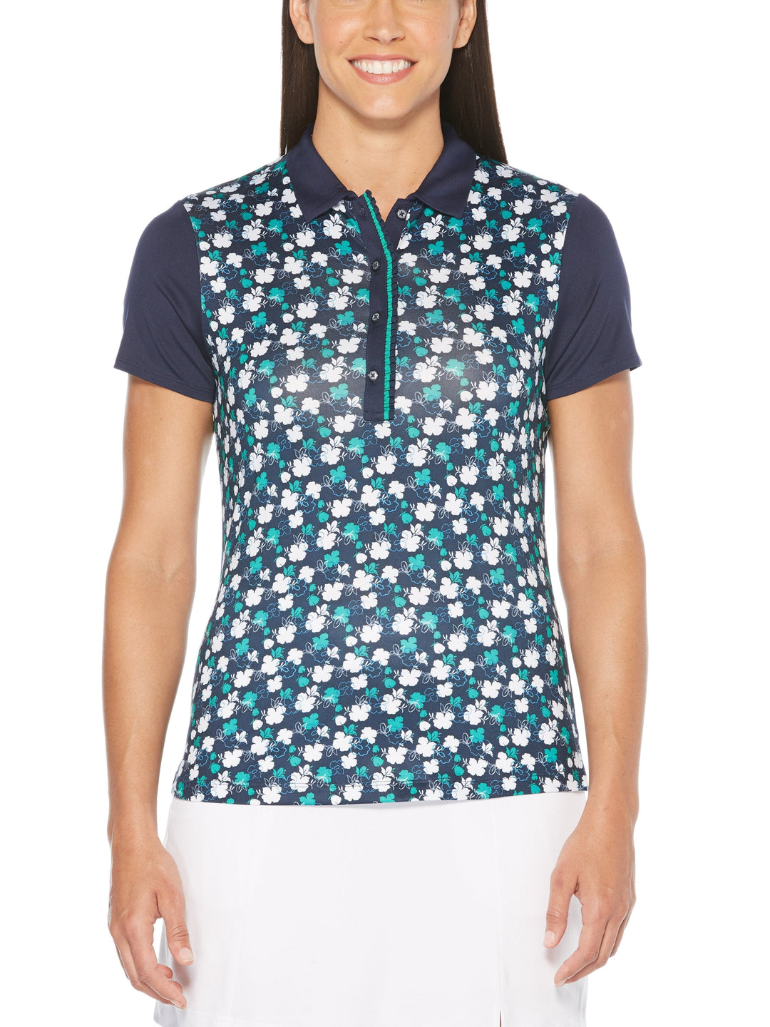 Women's Ventilated Mini Floral Print Polo