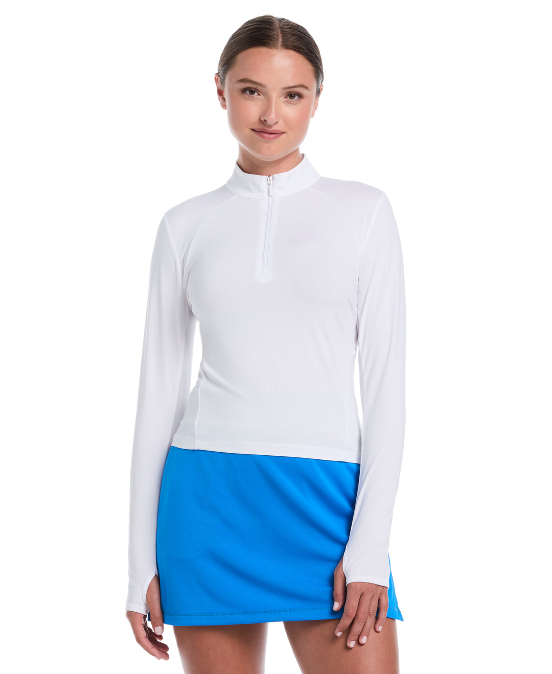 Waist Length Sun Protection Golf Shirt (Bright White) 