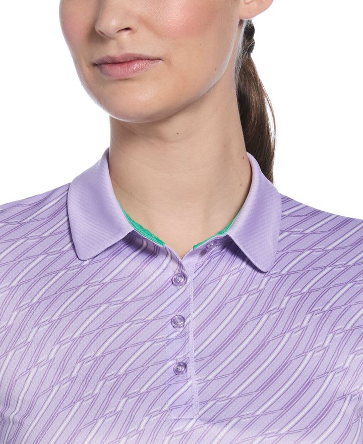 Women's Wave Stripe Polo (Pastel Lilac) 