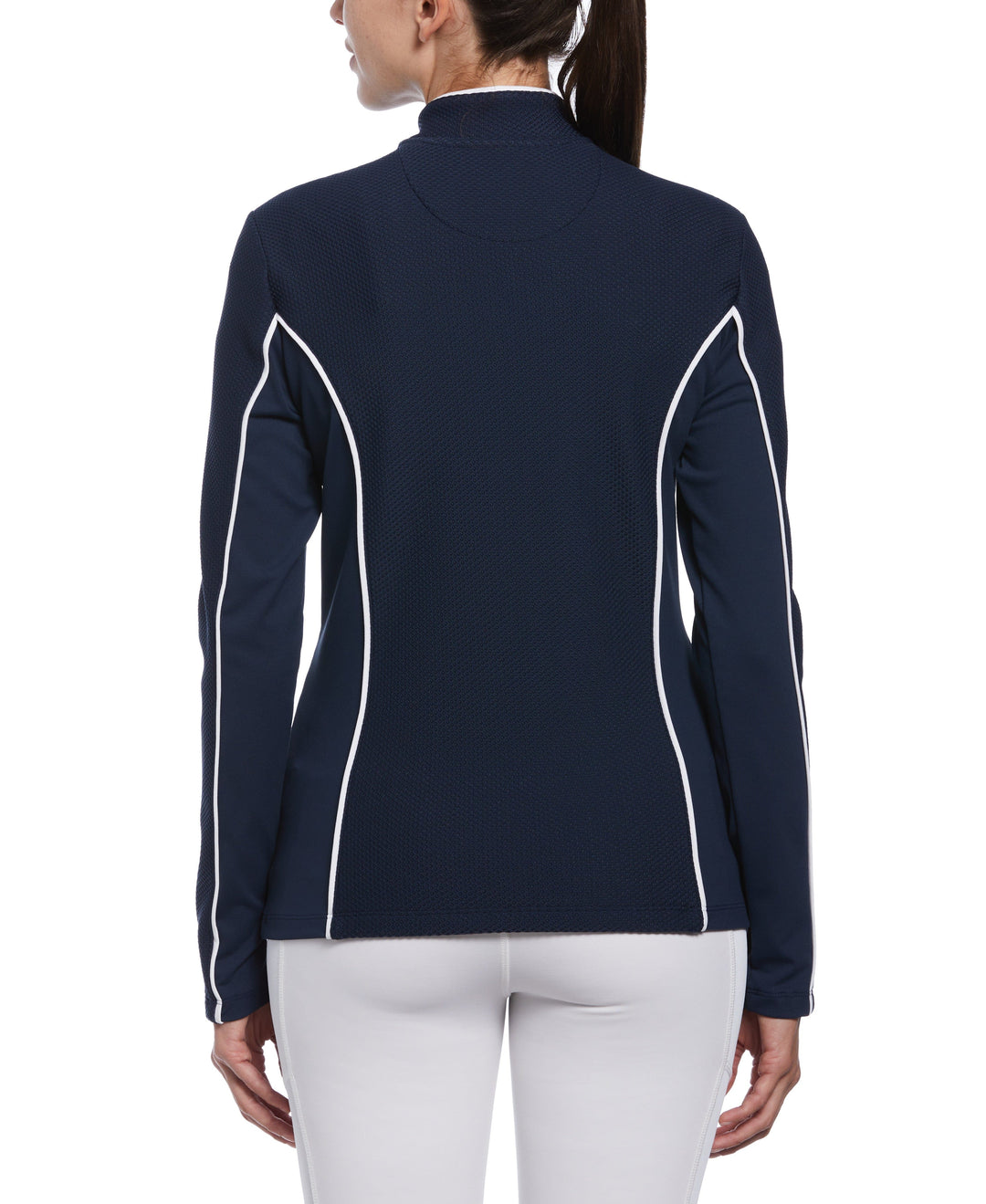 Womens Contrast Piping Quarter Zip Shirt (Black Iris) 