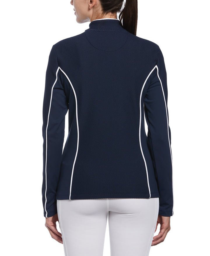 Womens Contrast Piping Quarter Zip Shirt (Black Iris) 