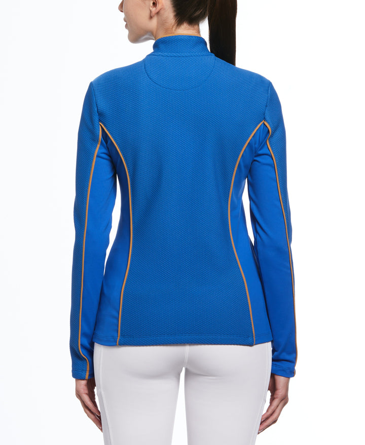 Womens Contrast Piping Quarter Zip Shirt (Nautical Blue) 
