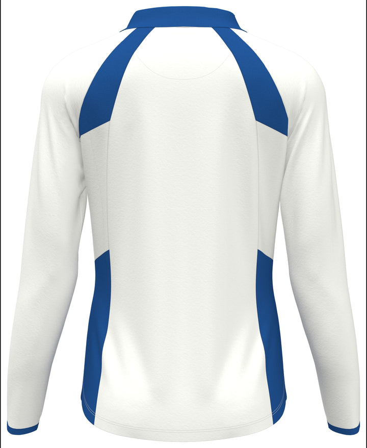 Womens Long Sleeve Colour Block Quarter Zip Golf Polo Shirt (Bright White) 