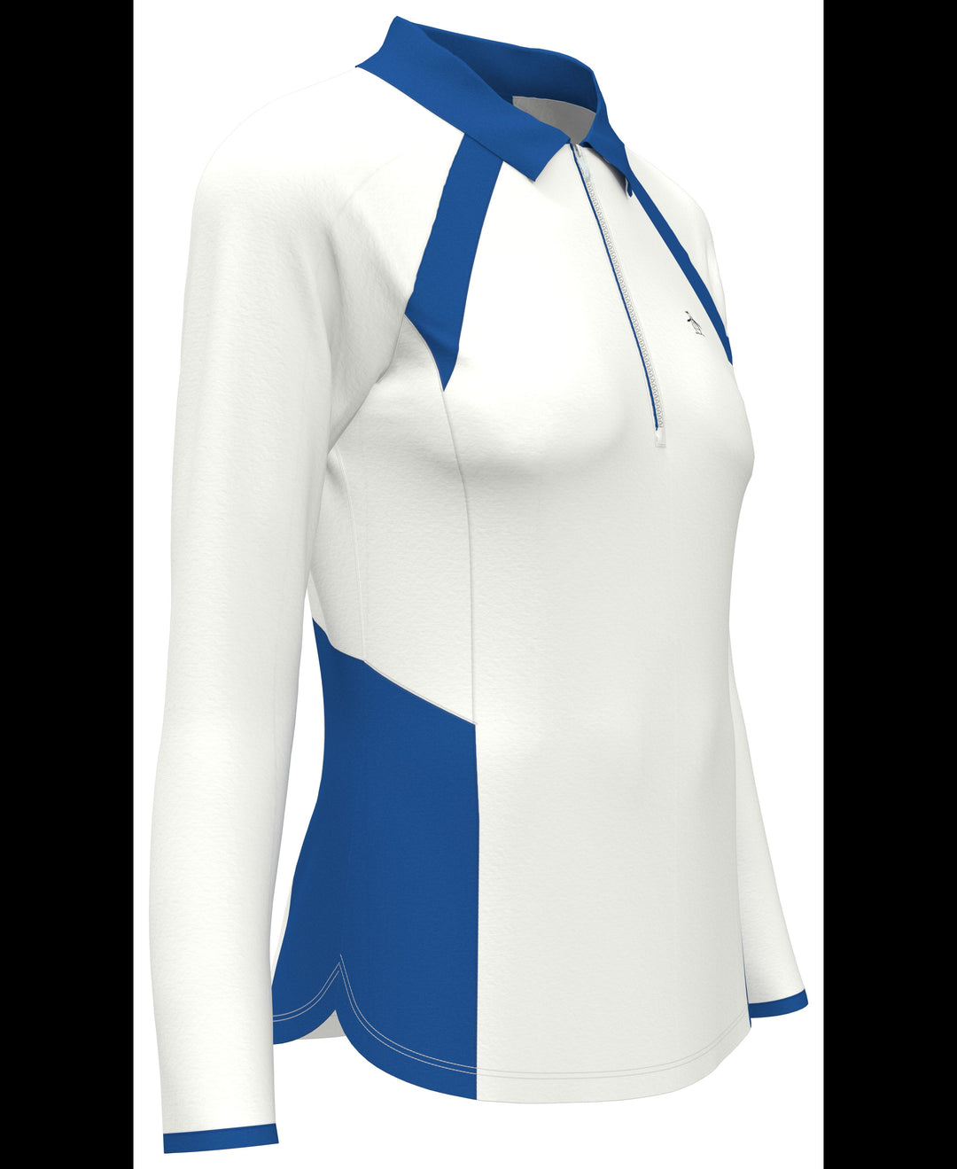 Womens Long Sleeve Colour Block Quarter Zip Golf Polo Shirt (Bright White) 