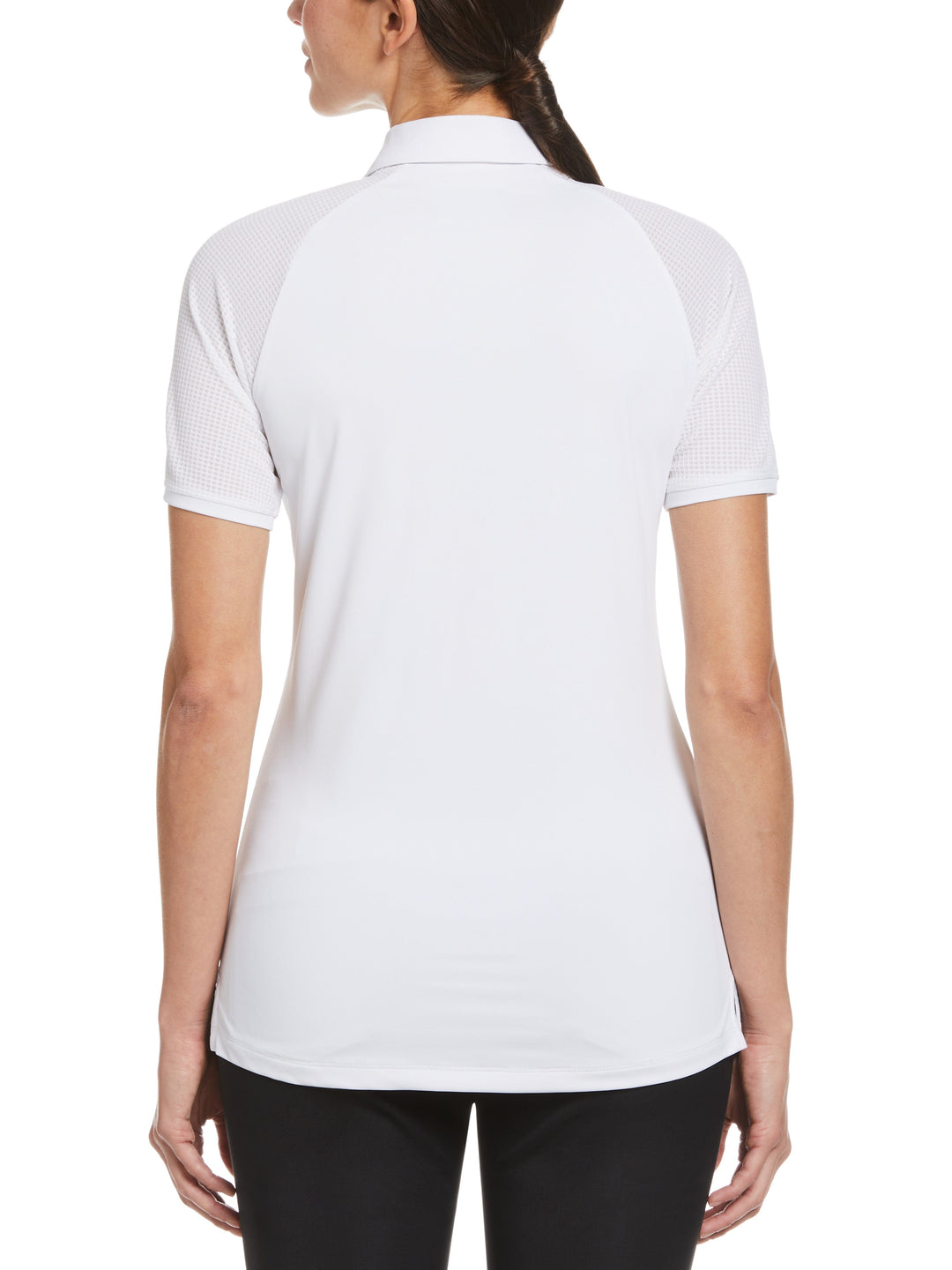 Zip Front Asymetrical Mesh Golf Polo Shirt (Bright White) 