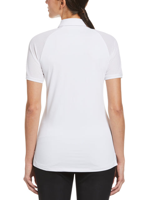 Zip Front Asymetrical Mesh Golf Polo Shirt (Bluing) 