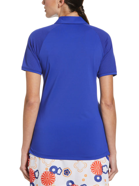 Zip Front Asymetrical Mesh Golf Polo Shirt (Bluing) 