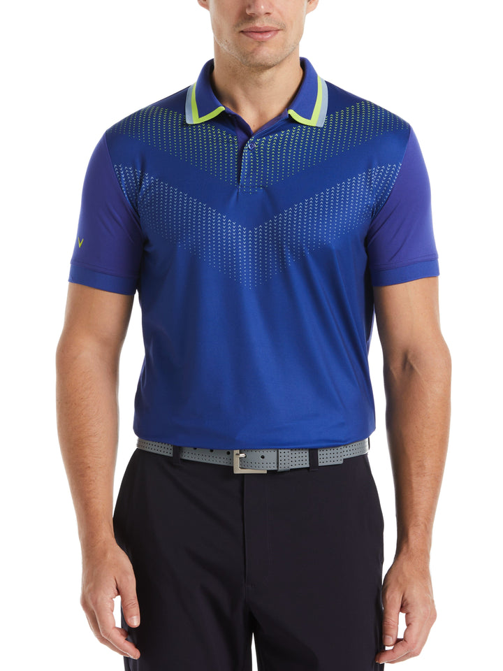 X Series Ombre Chev Print Polo (Clematis Blue) 