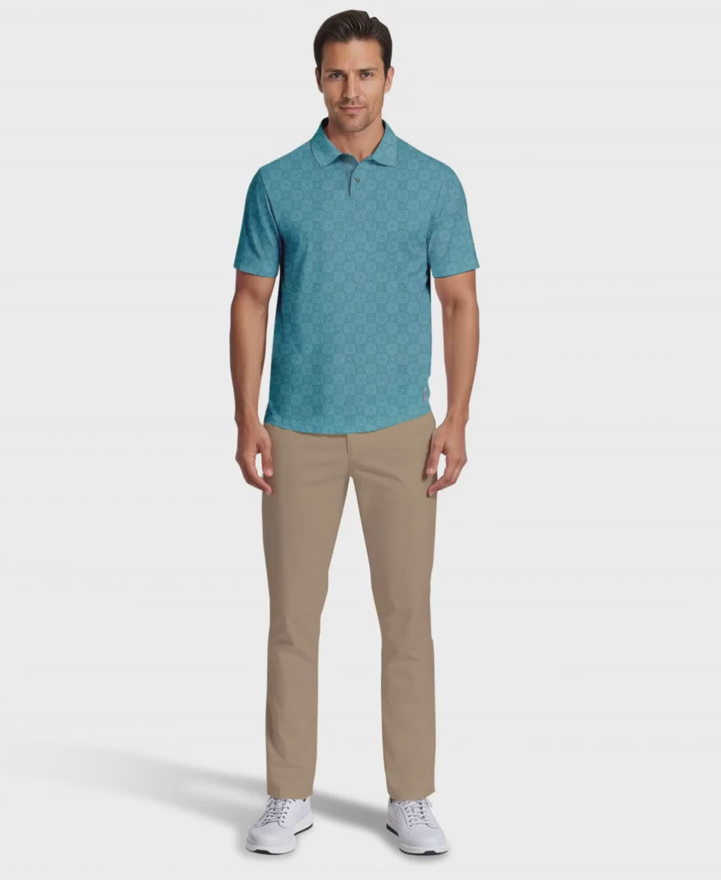 Men's All-Over Batik Geo Print Golf Polo