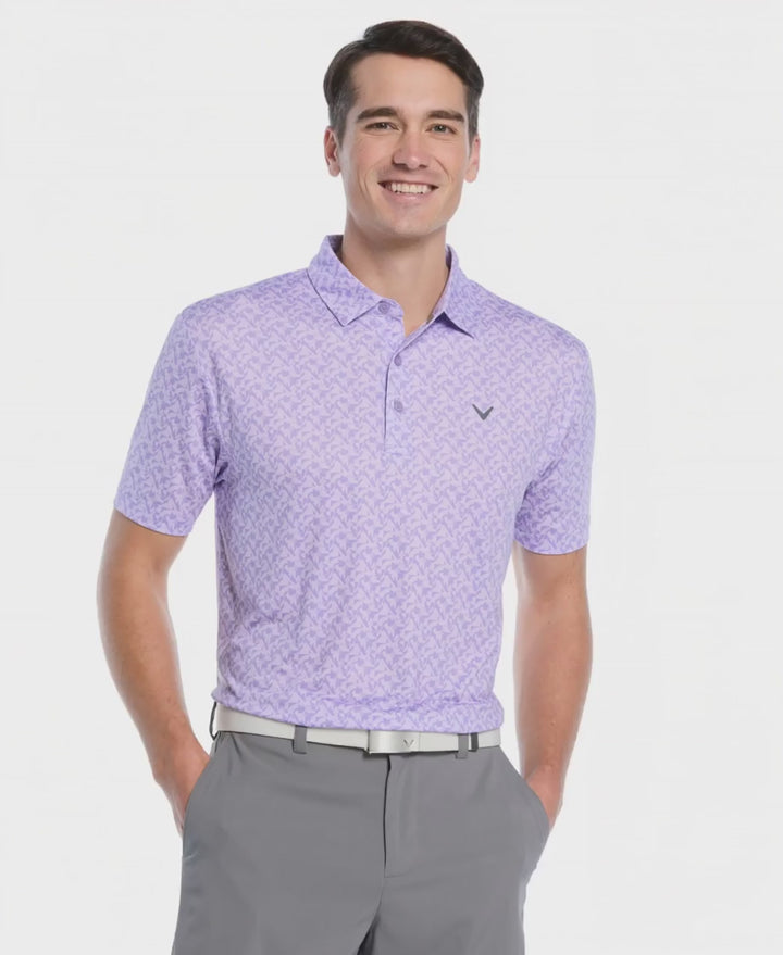 Men's Floral Block Chevron Print Polo
