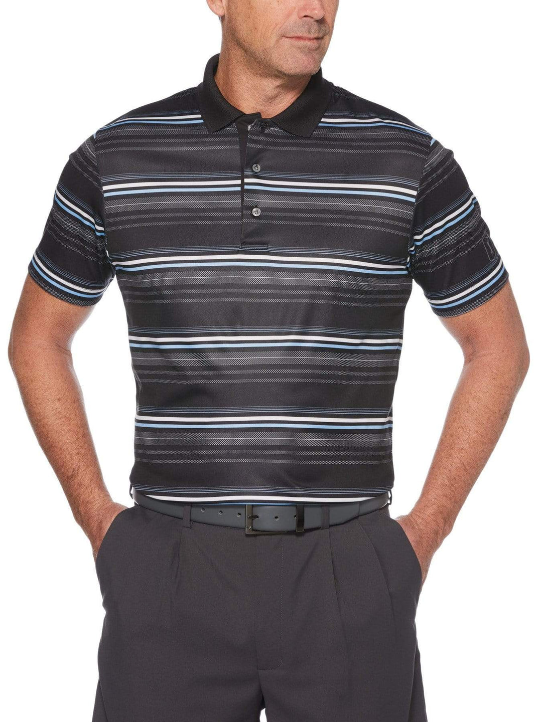 Big & Tall Bold Stripe Geo Print Polo