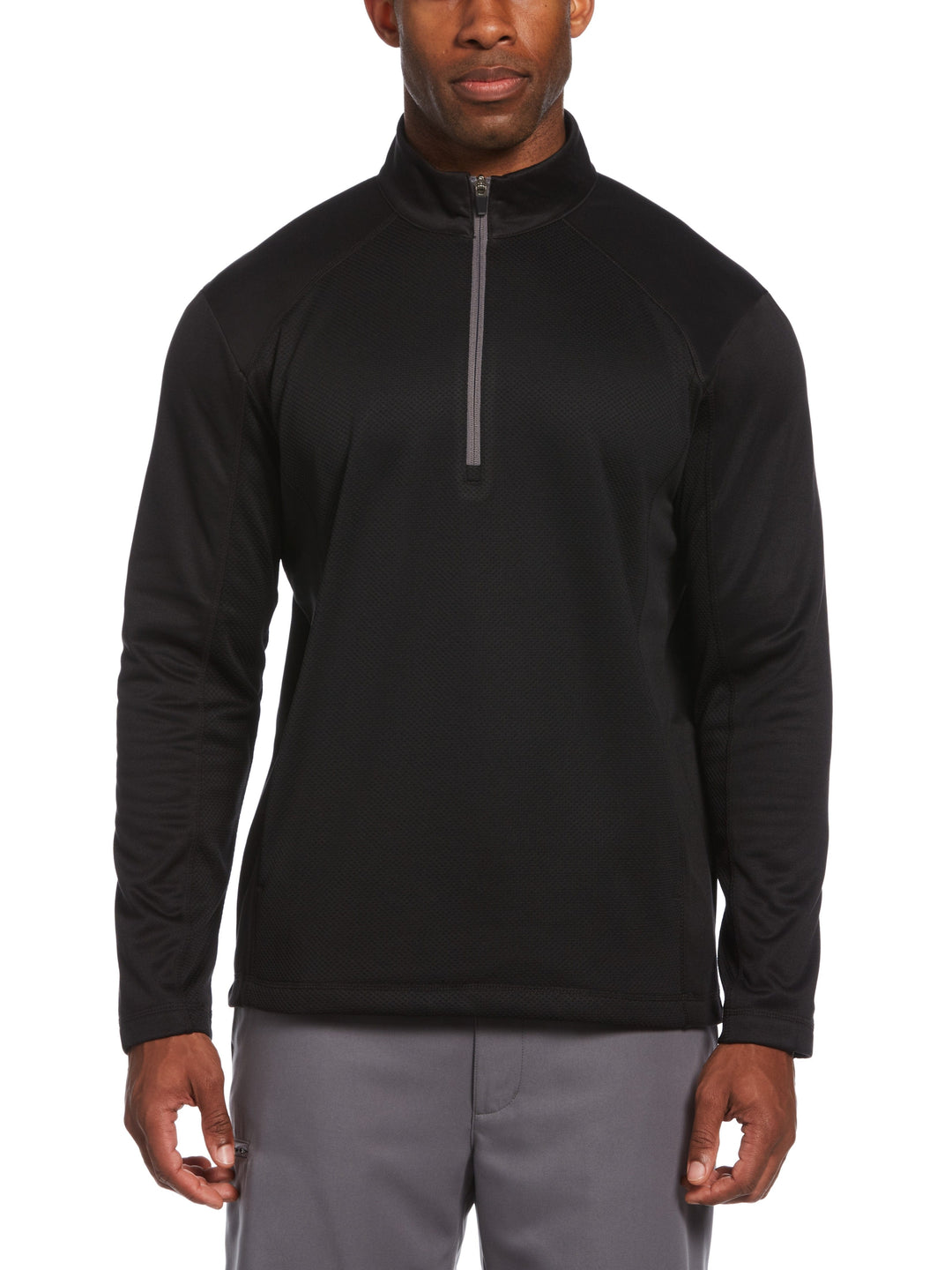 Big & Tall Mixed Texture Fleece Quarter Zip Golf Jacket