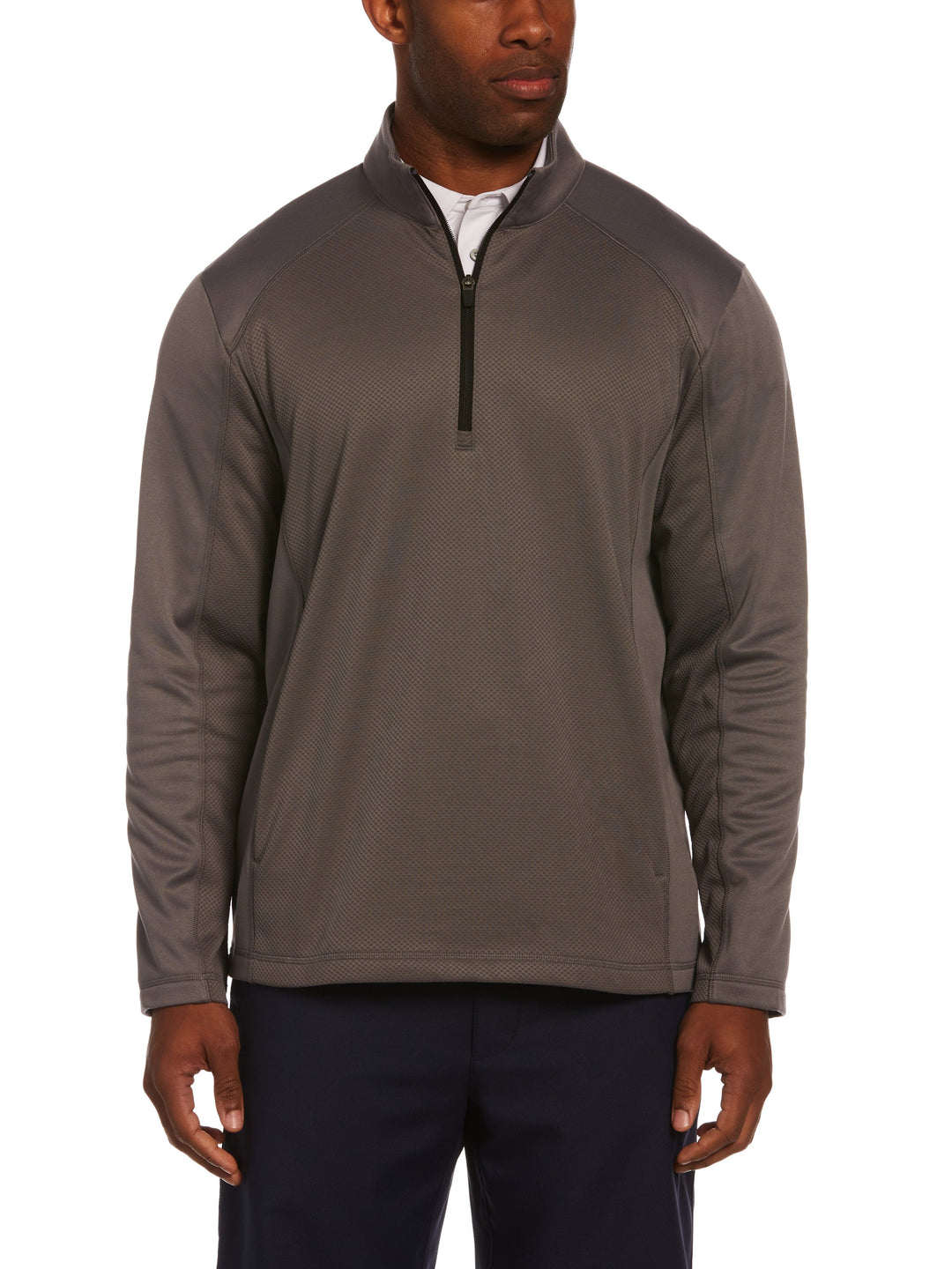 Big & Tall Mixed Texture Fleece Quarter Zip Golf Jacket