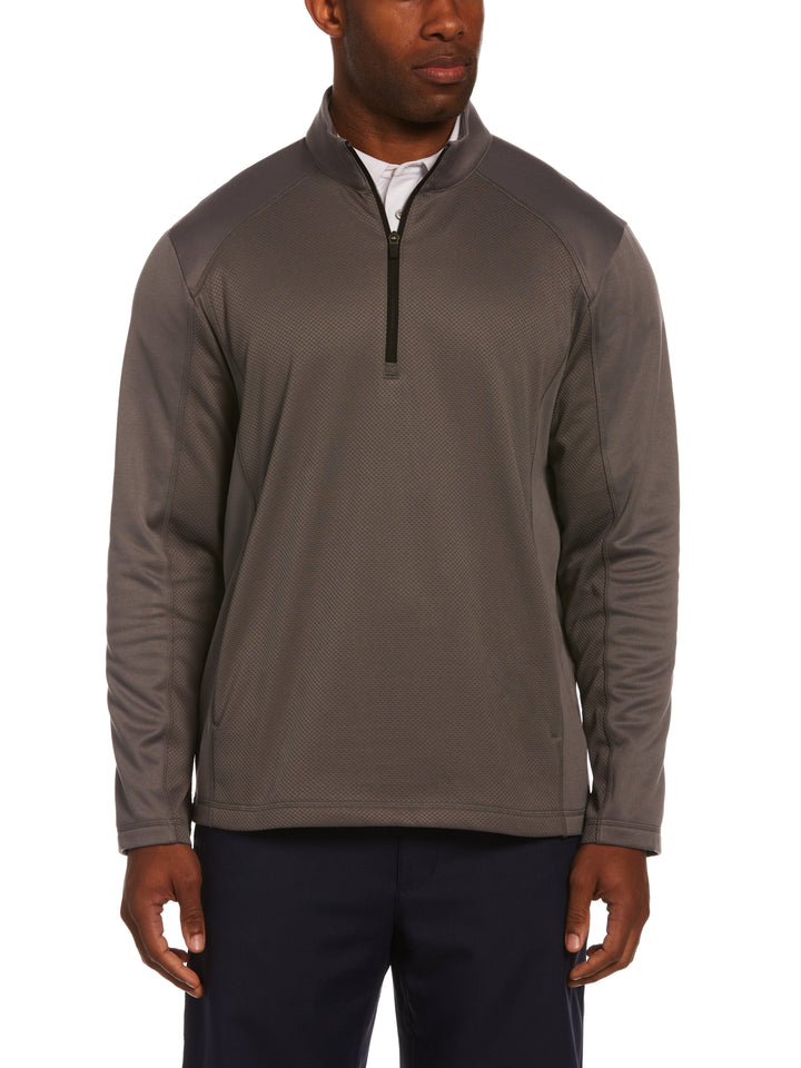 Big & Tall Mixed Texture Fleece Quarter Zip Golf Jacket